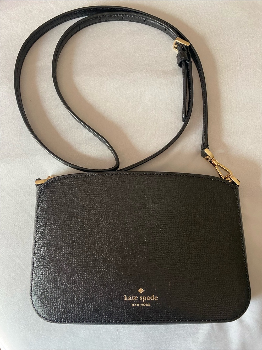 kate spade Black Leather Crossbody with Gold Hardware